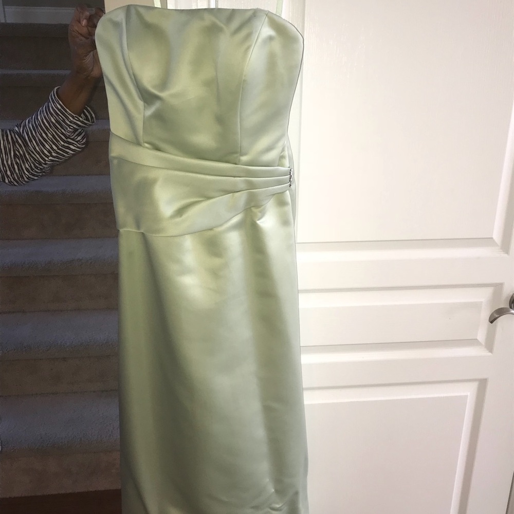 David’s Bridal Mori Lee Celery Green Gown